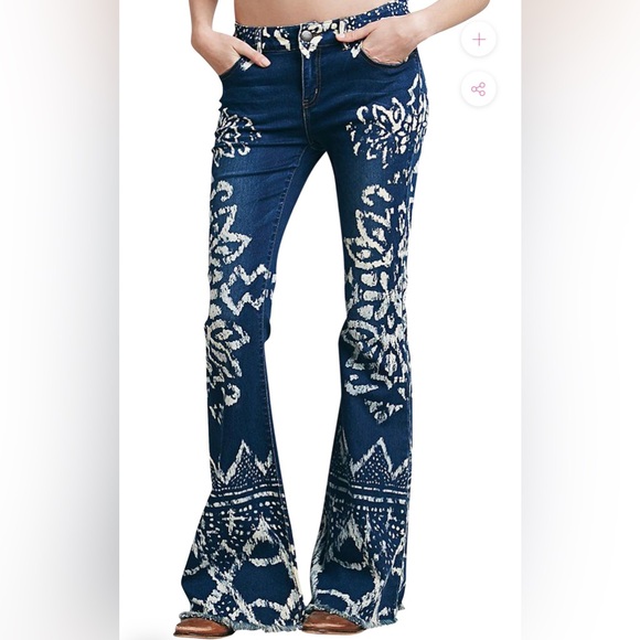 Free People Dominica Printed Flare Jeans (rare) - Picture 3 of 10
